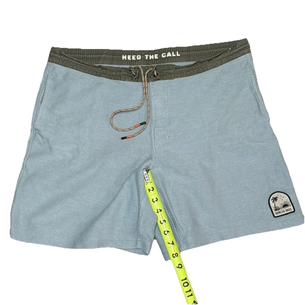Howler Brothers Bros Men's Cotton Blend 38x8 Blue‎ Shorts Drawstring Pockets